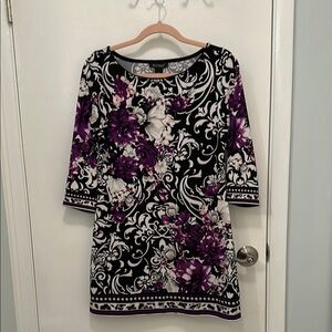White House Black Market Floral Dress - Black and White | Size Medium | WHBM